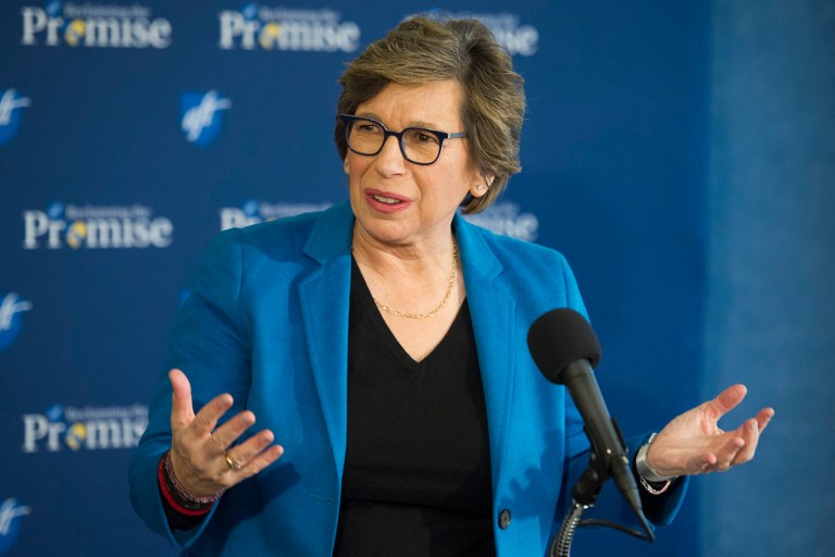 American Federation of Teachers President Randi Weingarten said that President Trump was to blame for a reported rise in anti-Semitic incidents in the U.S. (AP Photo/Cliff Owen)