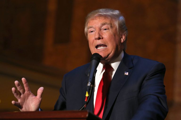 Trump earlier defended his use of government to seize private property and then attacked the activist group. (Photo by Greg Allen/Invision/AP)