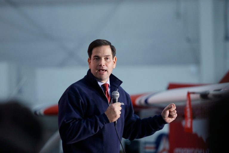 Republican presidential candidate, Sen. Marco Rubio, R-Fla., suggested Sunday that he hopes to nominate Supreme Court justices who will overturn the court's ruling allowing same-sex marriage in all states. (AP Photo/Carlos Osorio)