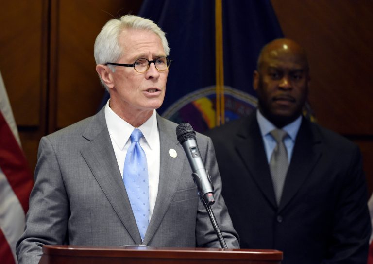 U.S. Attorney Barry Grissom holds news conference on Friday, April 10, 2015 at the Federal Courthouse in Kansas City, Kan. John T. Booker was charged Friday with attempting to use a weapon of mass destruction, attempting to damage property by means of an explosive and attempting to provide material support to the terrorist group. Grissom says Booker was arrested Friday near Manhattan, Kan., about 100 miles west of Kansas City. (AP Photo/The Kansas City Star, John Sleezer)
