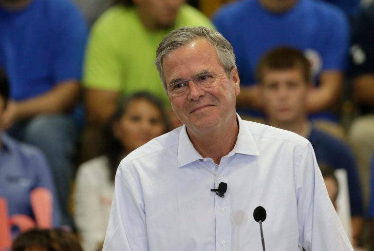 Republican presidential candidate, former Florida Gov. Jeb Bush, details his tax reform plan in a speech at Morris & Associates in Garner, N.C., Wednesday, Sept. 9, 2015. (AP Photo/Gerry Broome)