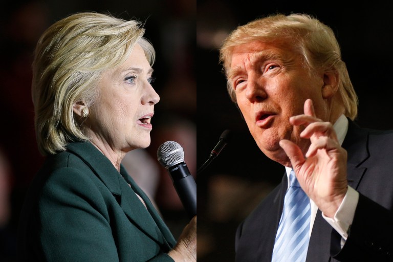 Against his excesses, her pressing of limits comes off as restraint and discretion: If Hillary Clinton is corrupt, but within legal limits, then Donald Trump knows no limits at all. (AP Photos)