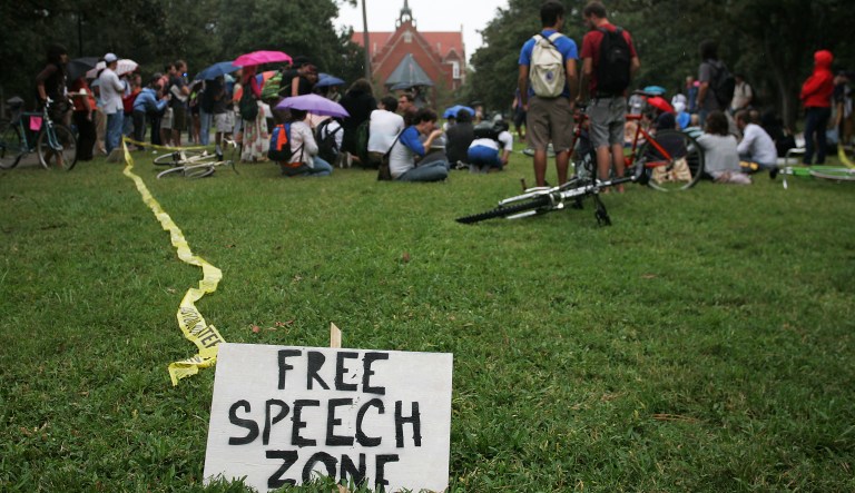 Controversy over campus events featuring conservative speakers rocked higher education last year and it's easy to imagine this process is designed to justify greater university control over lectures and events with the potential to irritate progressive campus activists. (AP Photo/The Gainesville Sun, Tracy Wilcox)