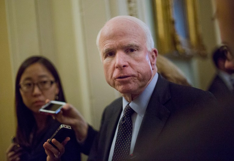 Sen. John McCain, R-Ariz., said President Trump sent the right message by striking a Syrian air base Thursday night. (AP Photo/Pablo Martinez Monsivais)