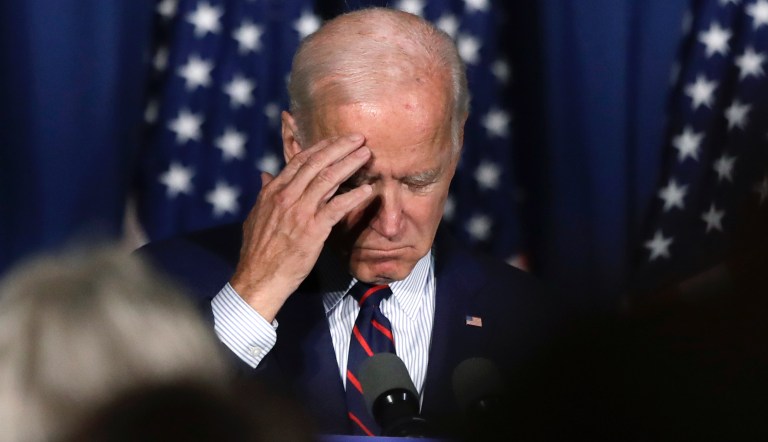 Democratic presidential candidate and former Vice President Joe Biden reacts as he speaks at a campaign event, Wednesday, Oct. 9, 2019, in Rochester, N.H. 
