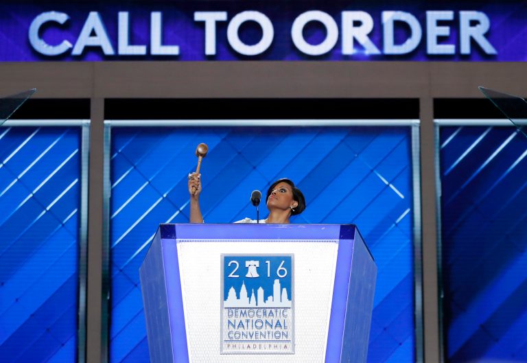 Here is the full Democratic National Convention schedule for Monday, July 25, released by DNC organizers in Philadelphia. (AP Photo)