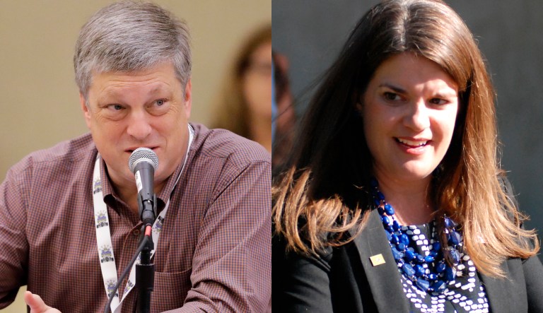 Wayne Williams and Maggie Toulouse Oliver