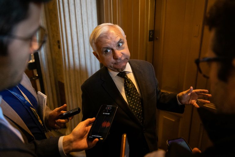 Sen. Jack Reed (D-RI) takes questions from reporters.