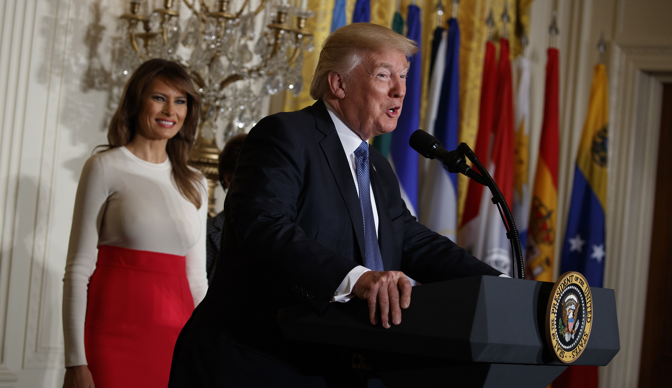 Watch: Trump interrupts speech to shake the hand of a Medal of Honor recipient