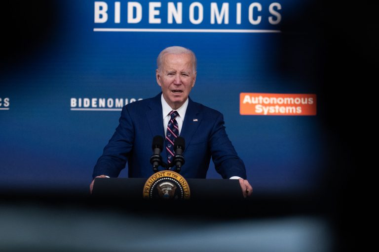 U.S. President Joe Biden speaks during an event at the South Court Auditorium in the Eisenhower Executive Office Building at the White House on October 23, 2023 in Washington, DC. During the event Biden spoke on how his administration's 