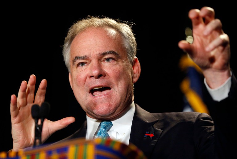 Democratic vice presidential nominee Tim Kaine cited the 2012 terrorist attacks on the U.S. consulate in Benghazi, Libya, Tuesday to illustrate how Hillary Clinton is better qualified than Donald Trump to be the next president. (AP Photo/Gerald Herbert)