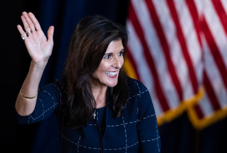 Former U.S. Ambassador to the United Nations Nikki Haley appears at an event in Pennsylvania.
