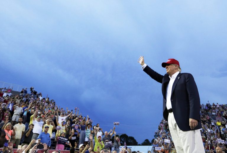 Republican presidential candidate Donald Trump speaks during a campaign pep rally in Mobile, Ala. (AP Photo/Brynn Anderson, File)