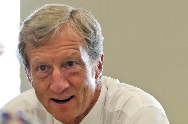 Conservative groups are honing in on an attack plan to rebuff billionaire climate activist Tom Steyer's foray into a handful of Senate and gubernatorial races. (AP Photo/Steve Helber)