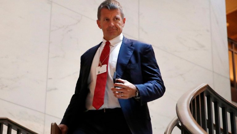 Blackwater founder Erik Prince spent hours, without a lawyer, answering questions from the House Intelligence Committee about a meeting he had with a Russian in the Seychelles. (AP Photo/Jacquelyn Martin)