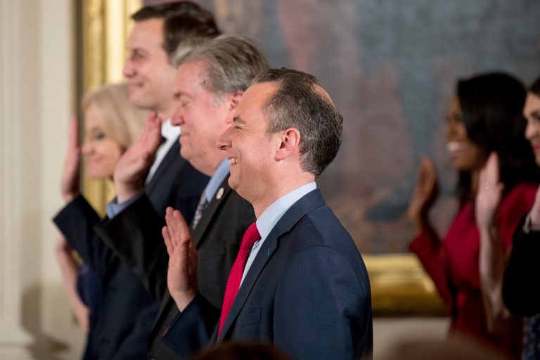 A number of President Trump's senior staff members — including Steve Bannon, Sean Spicer, Kellyanne Conway and Jared Kushner — have been using Republican National Committee email accounts in addition to their White House accounts. (AP Photo/Andrew Harnik)