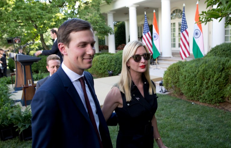 In addition to information on Kushner, President Trump's son-in-law, the new disclosure includes details of Ivanka Trump's finances. (AP Photo/Alex Brandon)