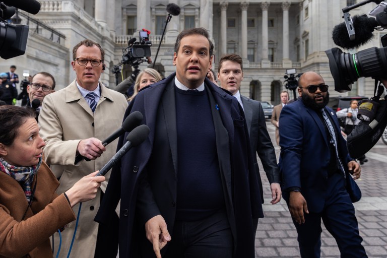 Rep. George Santos (R-NY) leaves the Capitol after being expelled from the House of Representatives on Dec. 1, 2023, in Washington. The House voted to expel Santos following a critical ethics report on his conduct that included converting campaign donations for his own use, making him just the sixth member in the chamberâs history to be ousted by his colleagues.