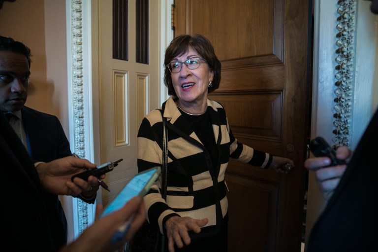 Senator Susan Collins, R-ME, takes questions from reporters on Capitol Hill, Tuesday, December 11, 2018.