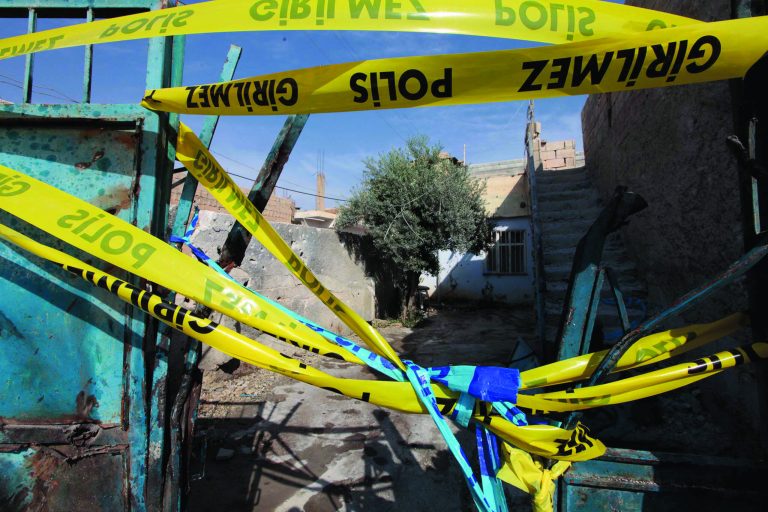 The destroyed entrance of the house where a Syrian mortar attack killed five people in Akcakale, Turkey, Thursday, Oct. 4, 2012. Turkey fired on Syrian targets for a second day Thursday, but said it has no intention of declaring war, despite tensions after deadly shelling from Syria killed five civilians in a Turkish border town.(AP Photo)