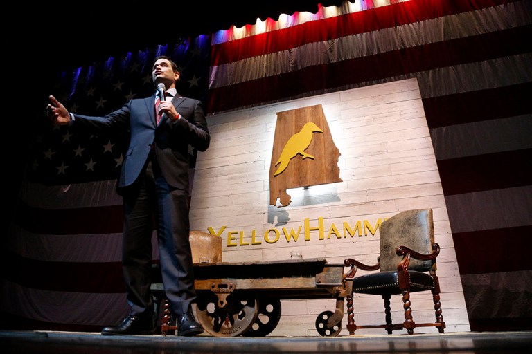 Marco Rubio's campaign issued tax returns for the past five years in an attempt to keep the pressure on Donald Trump over his taxes. (AP Photo/Hal Yeager)