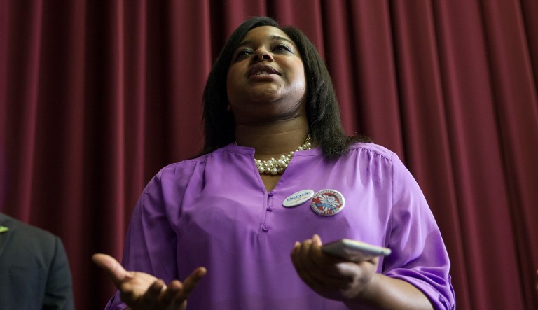 Erica Garner, daughter of Eric Garner, who was killed by New York City police, died on Saturday after a heart attack left her in a week-long coma. (AP Photo/Evan Vucci)