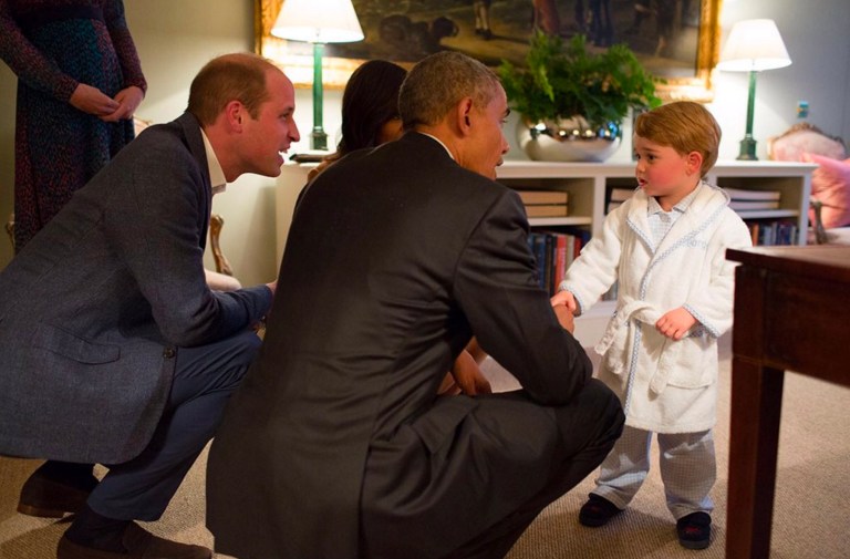 President Obama met Prince George on Friday. (Photo courtesy of Kensington Palace, via Twitter)
