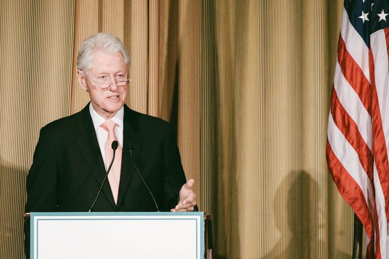 Former President Bill Clinton speaks on stage after recieving the inaugural Tina's Wish Global Women's Health Award at The Waldorf Astoria on April 14, 2015 in New York City. (Photo by Neilson Barnard/Getty Images)