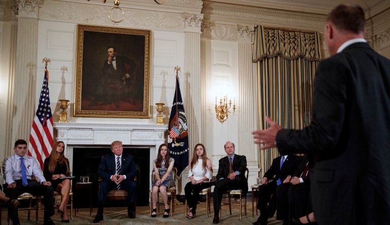 President Trump this week met with students and parents from Marjory Stoneman Douglas High School in the wake of the mass shooting there last week. (AP Photo/Carolyn Kaster)