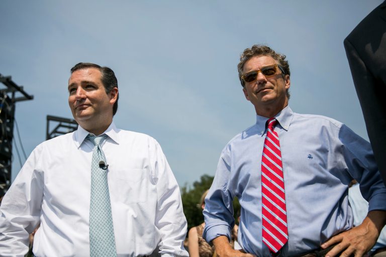 As Sen. Ted Cruz, R-Texas, roils fellow Republicans with his loud and unyielding opposition to any government funding bill that would also fund Obamacare, an emerging dichotomy between Sen. Rand Paul, R-Ky., and Cruz has been thrown into high relief.ÃÂ (Photo by Drew Angerer/Getty Images)