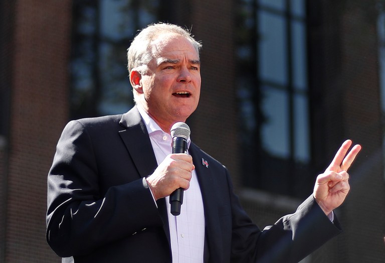 Democratic vice presidential candidate Sen. Tim Kaine went after Mike Pence for declining to say this week whether he thinks former KKK chief David Duke is a deplorable individual. (AP Photo/Paul Sancya)