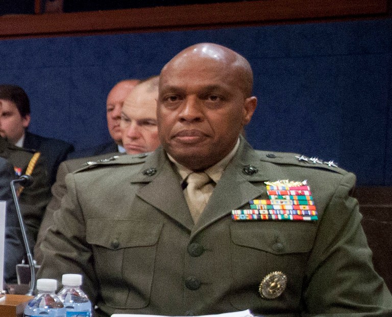 Lt. Gen. Vincent Stewart, director of the Defense Intelligence Agency, prepares to testify during a House Permanent Select Committee on Intelligence hearing. (CQ Roll Call via AP Images)