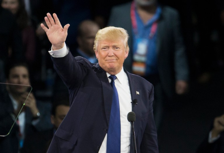 Donald Trump's campaign sent out an email with the prepared text of his speech to AIPAC, the pro-Israel group meeting in Washington. (AP Photo/Evan Vucci)