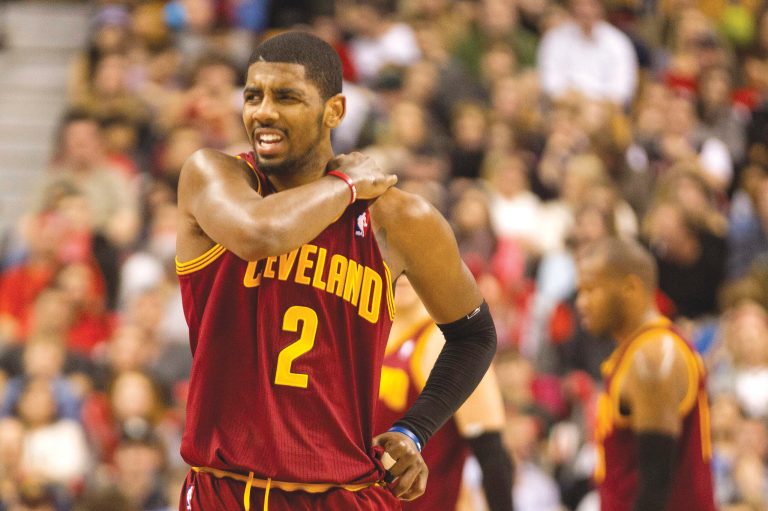 Chris Young/AP/Canadian Press
Cavaliers point guard Kyrie Irving will miss three to four weeks after spraining his shoulder during a fall Sunday.