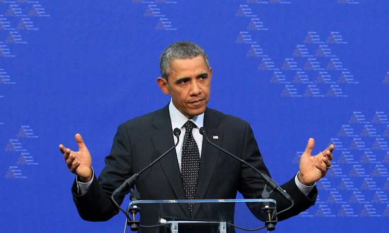 President Trump on Wednesday wondered aloud on Twitter whether President Obama's Russia strategy was too soft, because of the Crimean invasion that happened while he was president. (AP Photo/Yves Logghe)