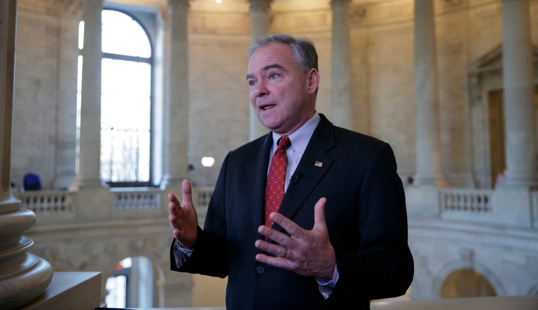 Sen. Tim Kaine, D-Va., believes FBI Director James Comey applied a double standard in providing details about the investigation of Hillary Clinton's emails while remaining largely silent about a probe of Donald Trump's campaign. (AP Photo/J. Scott Applewhite)