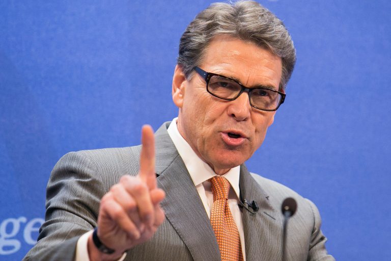 Texas Gov. Rick Perry speaks at the Heritage Foundation in Washington, Thursday, about border security. (Graeme Jennings/Examiner)