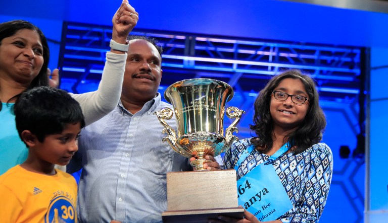 CNN put Ananya Vinay, the Scripps National Spelling Bee champion, to the test Friday morning and asked her to spell the word invented by President Trump that took social media by storm earlier this week: covfefe. (AP Photo/Manuel Balce Ceneta)