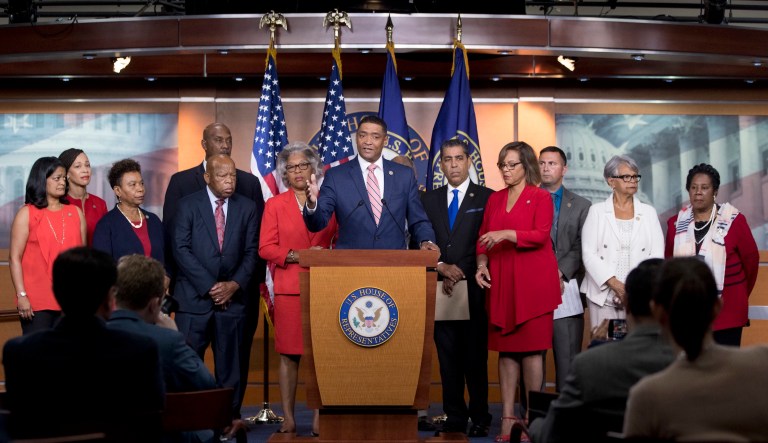 President Trump reportedly dismissed the suggestion that the Congressional Black Caucus have any say in bipartisan immigration reform talks. (AP Photo/Andrew Harnik)