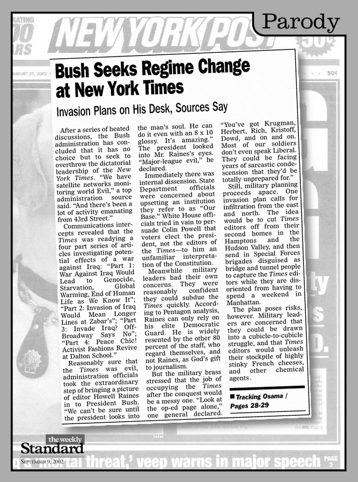 Bush seeks regime change at the New York Times.