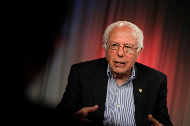 Bernie Sanders "absolutely" agrees with the father of a Muslim soldier killed in Iraq who spoke at the Democratic National Convention in Philadelphia. (AP Photo/Jae C. Hong)