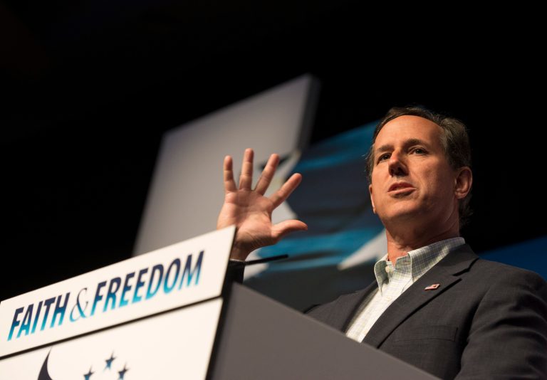 Former Pennsylvania Sen. Rick Santorum speaks at Faith and Freedom Coalition's Road to Majority event in Washington, Friday, June 20, 2014. Â (AP Photo)
