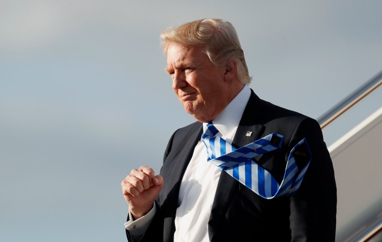 Trump raised two and a half times more than Obama in his first quarter as president. (AP Photo/Alex Brandon)