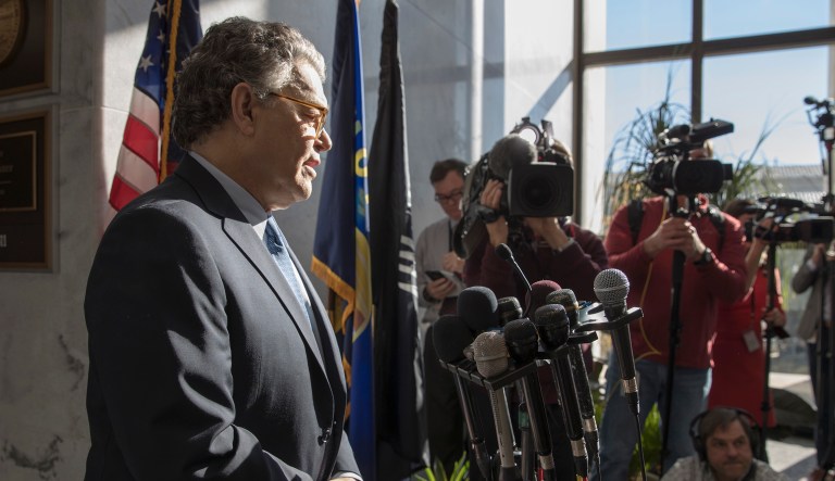 In sum, three women have accused Sen. Al Franken, D-Minn., of groping their backsides while posing for pictures. Another has accused him of forcibly kissing her, as well as groping her breasts while she slept. (AP Photo/J. Scott Applewhite)