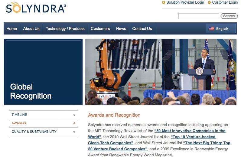 Obama still featured on Solyndra’s website