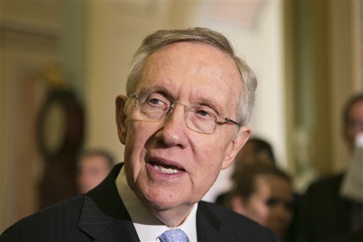 Senate Majority Leader Harry Reid Nev. speaks during a news conference on Capitol Hill in Washington, Tuesday, April 23, 2013, following a Democratic strategy session.  (AP Photo/J. Scott Applewhite)