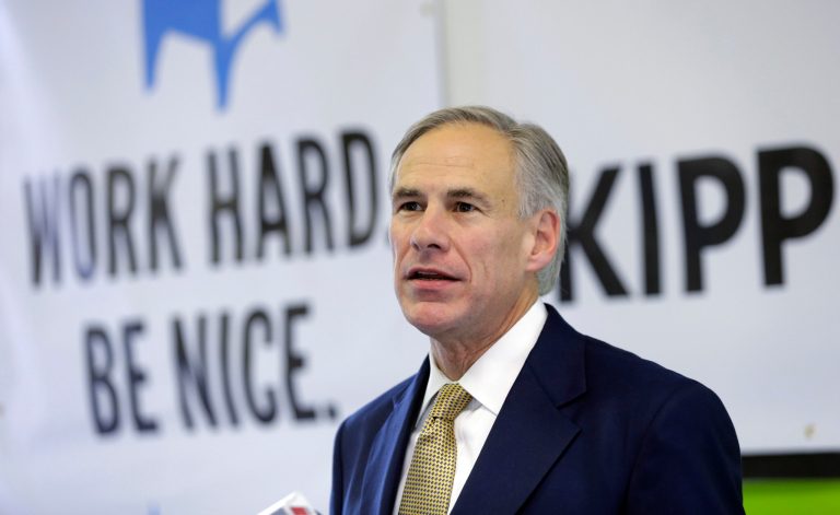Republican Attorney General Greg Abbott visits with educators at KIPP: San Antonio. (AP Photo/Eric Gay)