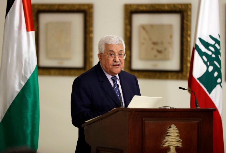 President Trump on Friday encouraged Palestinian Authority President Mahmoud Abbas to work with Israel to come to an agreement that would end the Israeli-Palestinian conflict, rather than imposing a solution on the other party. (AP Photo/Hussein Malla)