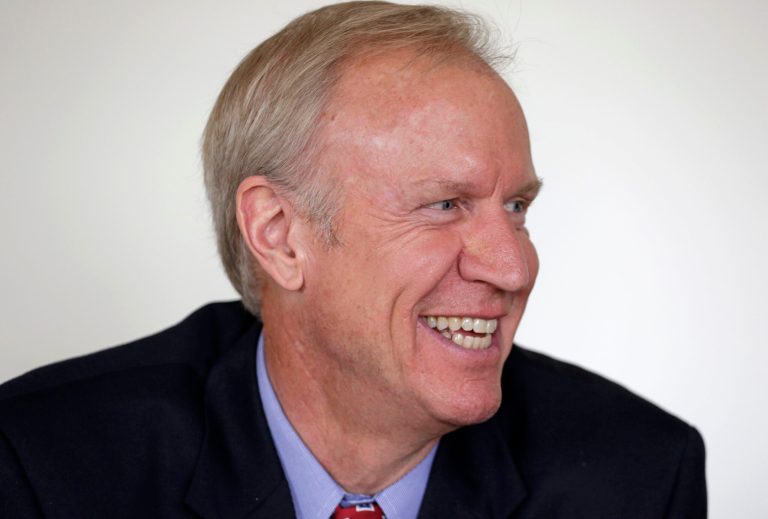 Illinois Republican gubernatorial candidate Bruce Rauner speaks during an interview in Chicago on Thursday, Sept. 18, 2014. Rauner is running against Democratic Gov. Pat Quinn in the November 2014 general election. (AP Photo/M. Spencer Green)