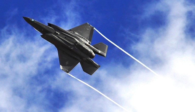 An F-35 Lightning II performs a maneuver at Luke Air Force Base, Ariz.